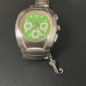 Juicy Couture Stainless Steel Silver and Green Wearable Watch